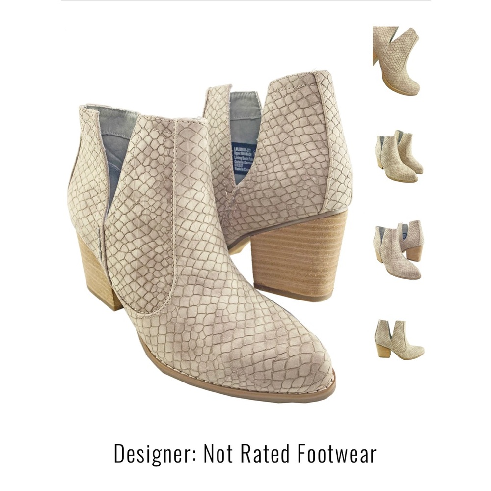 Tan faux snake skin ankle boots